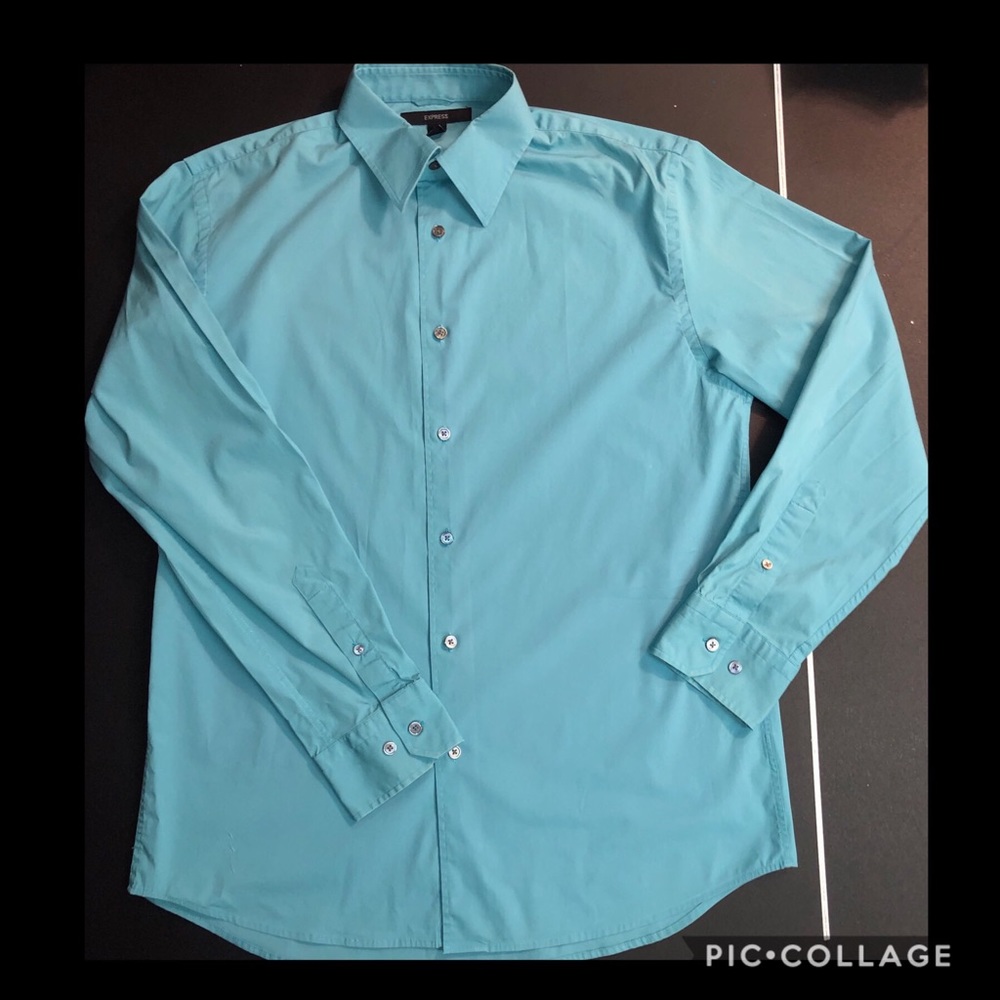 Express Men’s L button up shirt teal